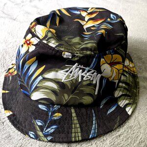 Stussy Bucket Cap Black with Floral Design